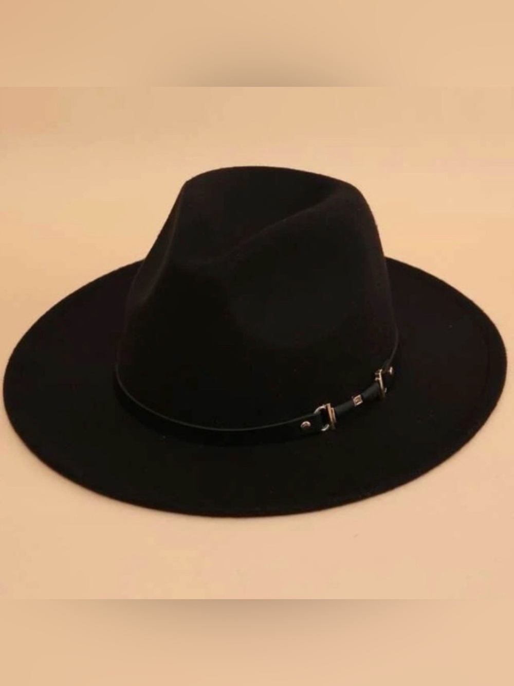Black Wide-Brim Fedora Hat NWT
